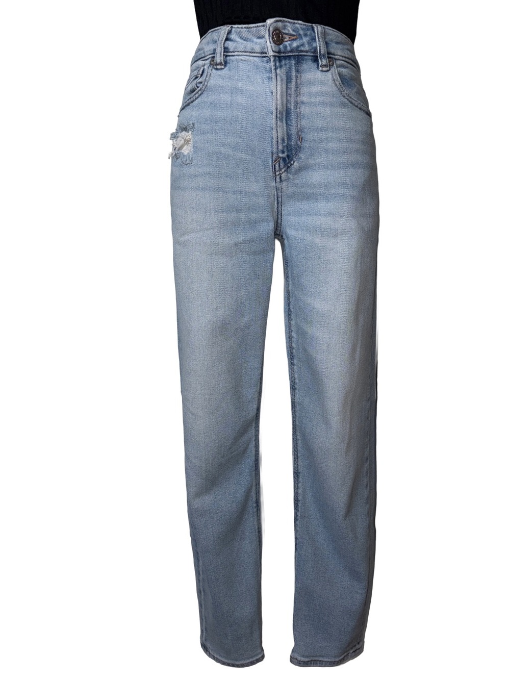 American Eagle Outfitters Mom Jean Size 0 Short Distressed Light Wash Denim